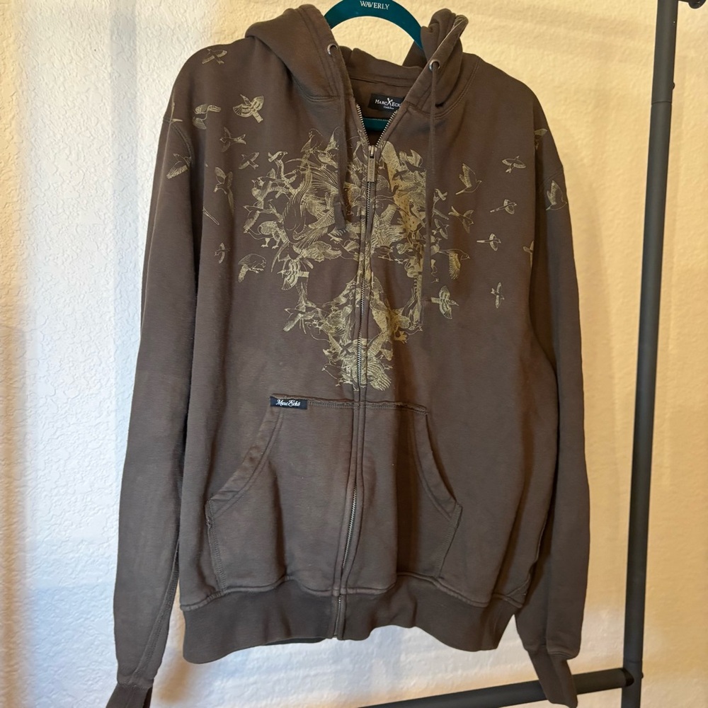 MARC ECKO Cut & Sew Zip Up Thick Hoodie Men’s Size XXL Skull W/ Birds Sweatshirt - Picture 2 of 10
